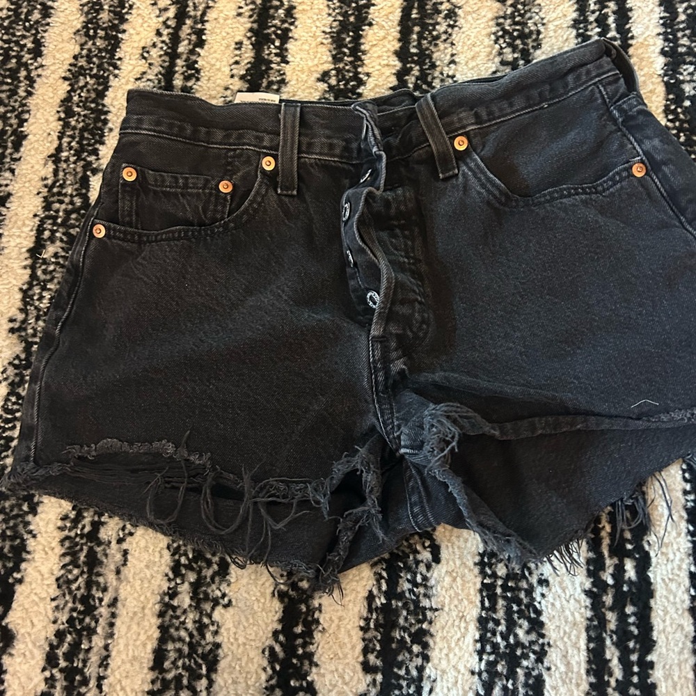 Levi's Black Distressed Jean Shorts